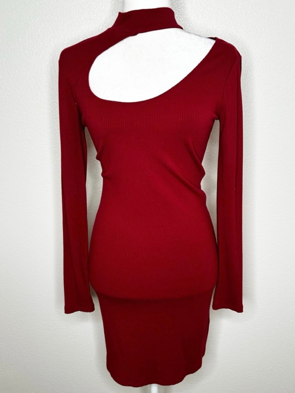 Urban Outfitters Womens Red Mock Neck Long Sleeve Mini Dress Size M EUC